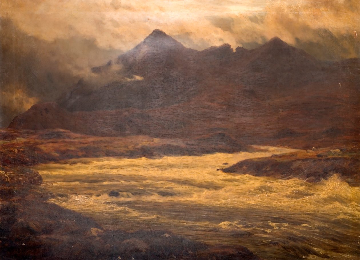 Vuori ja tulva, Snir-Na Gillan, Skye, 1876 tekijältä Charles Edward Johnson