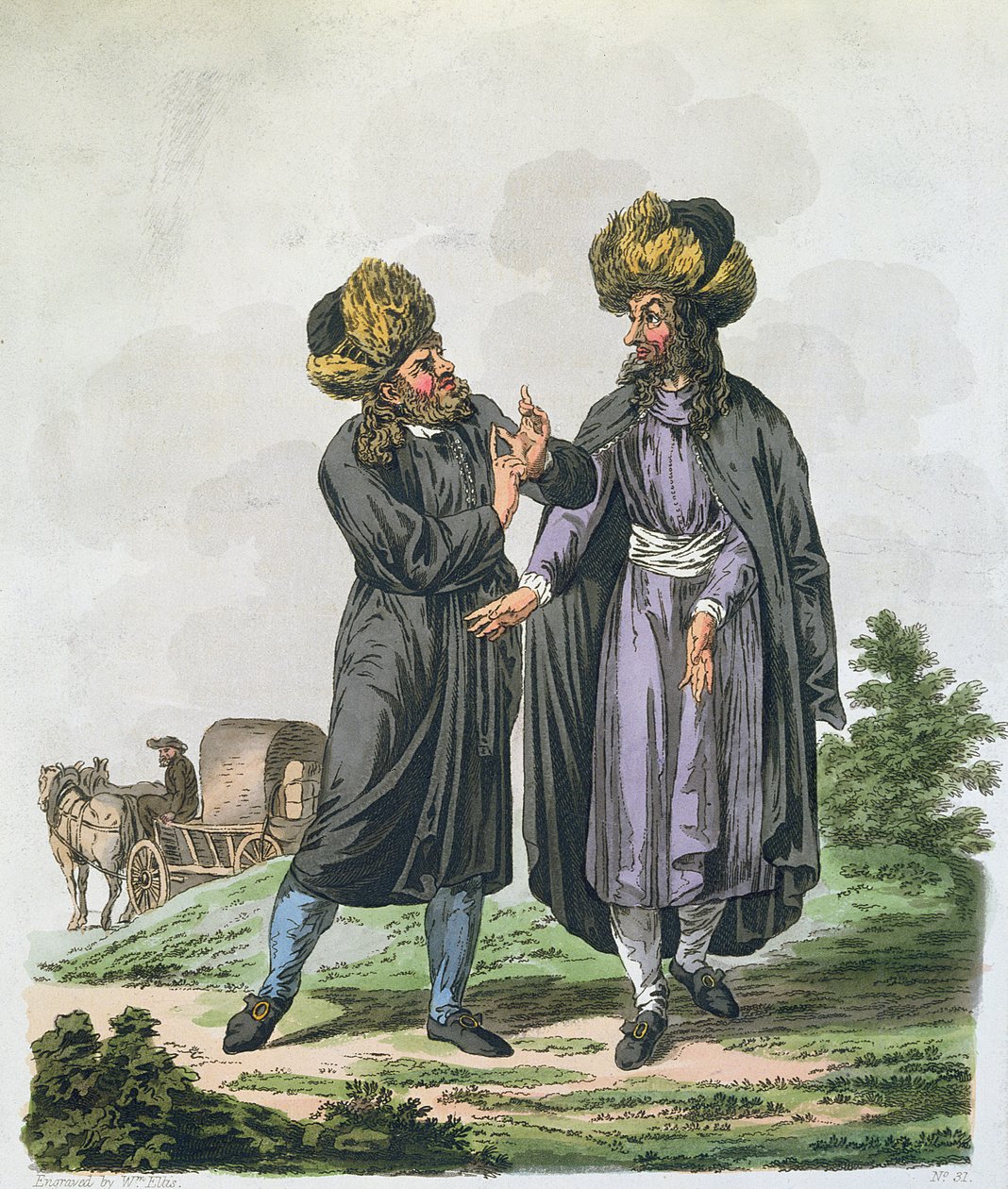 Puolan juutalaiset, William Ellisin (1747-1810) kaiverrus, julkaistu vuonna 1804 tekijältä Charles Emilius Gold