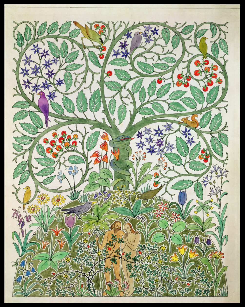 "Aadam ja Eeva" -suunnittelu tekijältä Charles Francis Annesley Voysey