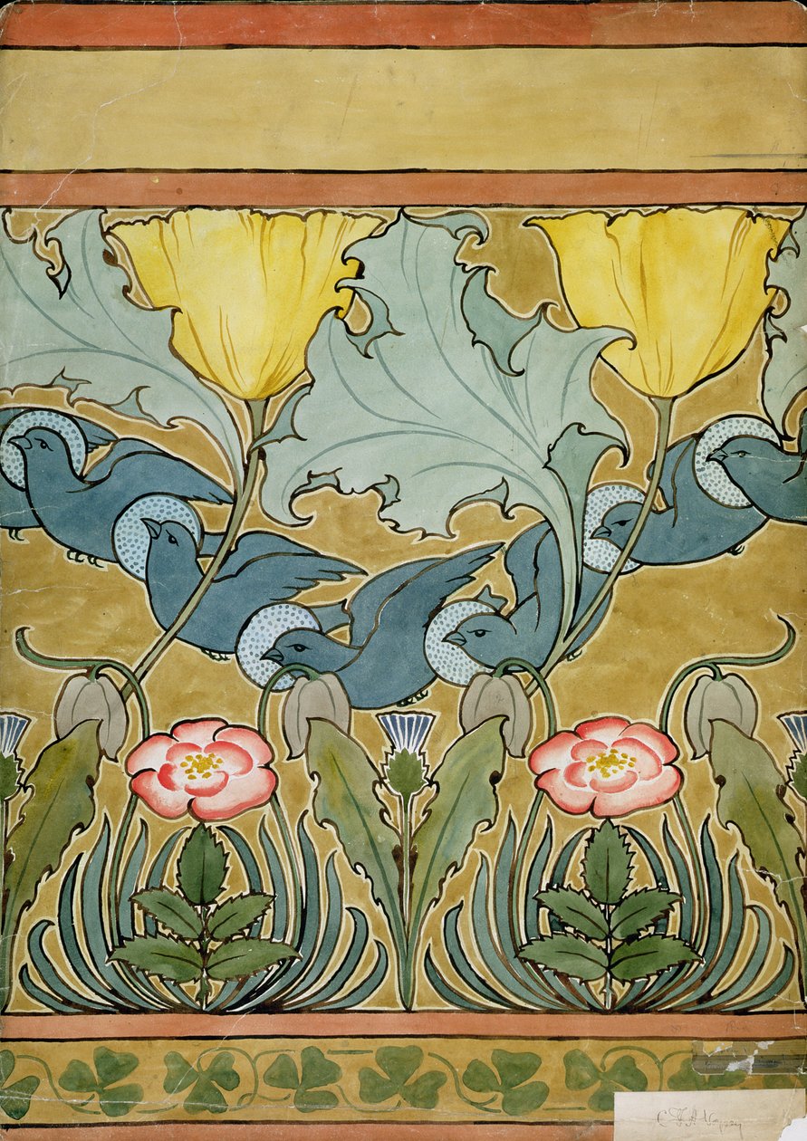 "Birds in Flight" -suunnittelu tekijältä Charles Francis Annesley Voysey