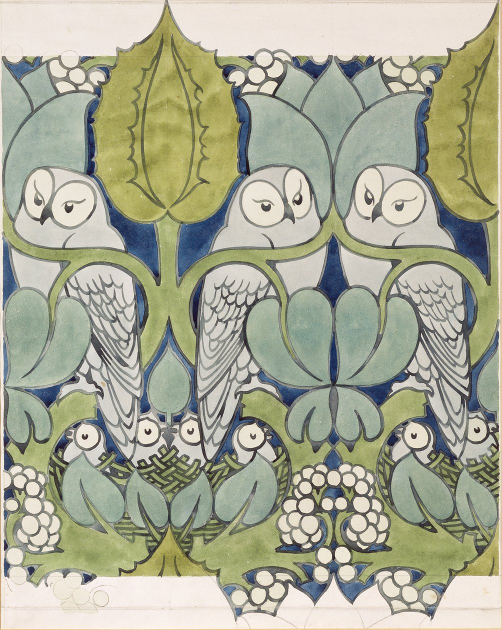 Pöllöt, 1913 (wc ja kynä paperille) tekijältä Charles Francis Annesley Voysey
