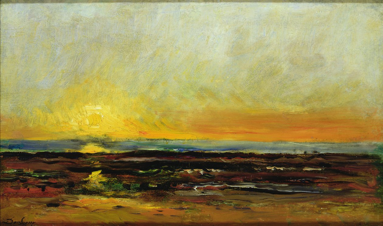 Auringonlasku meren rannikolla tekijältä Charles Francois Daubigny