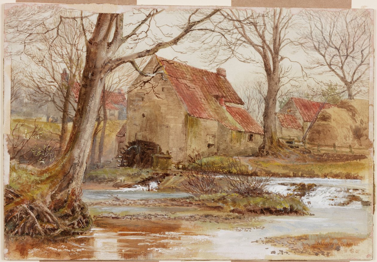Morwick Mill, on the Coquet (vartalonväri paperilla) tekijältä Charles James Spence