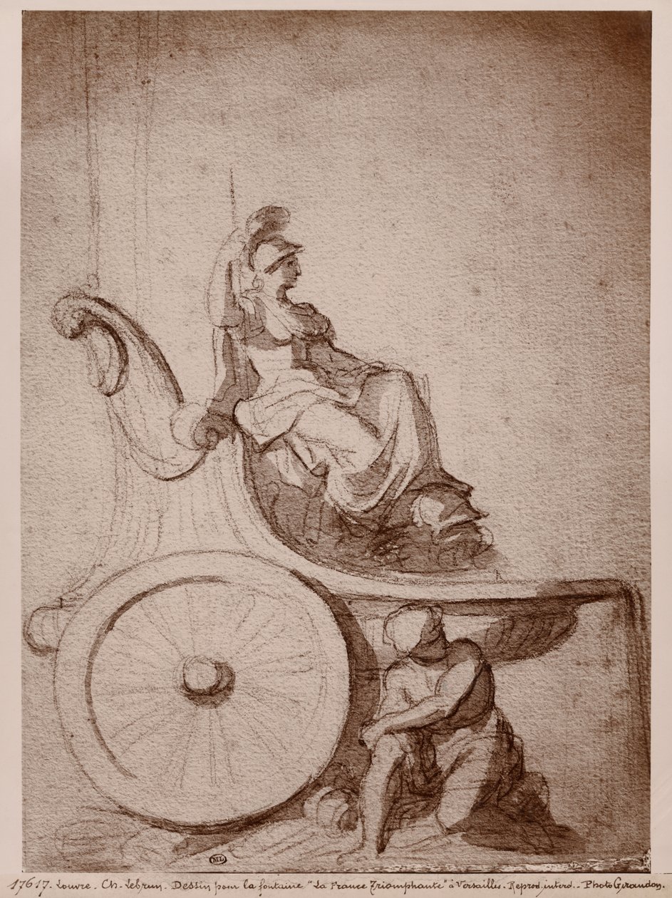 Voitokas Ranska, noin 1674 (pierre noire ja harmaa pesu paperille). tekijältä Charles Le Brun
