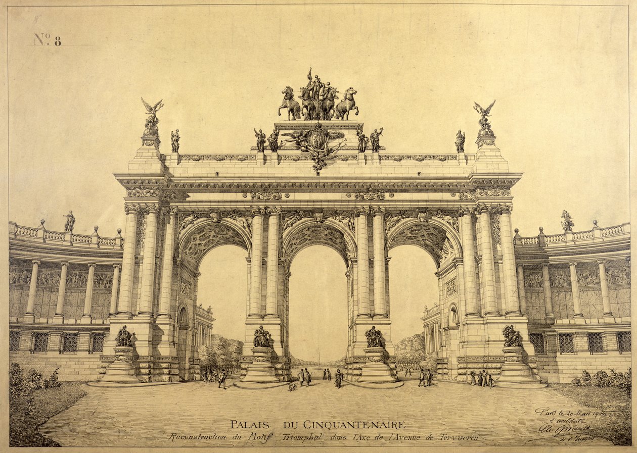 Palais du Cinquantenairen riemukaari, Bryssel, 1906 tekijältä Charles Louis Girault