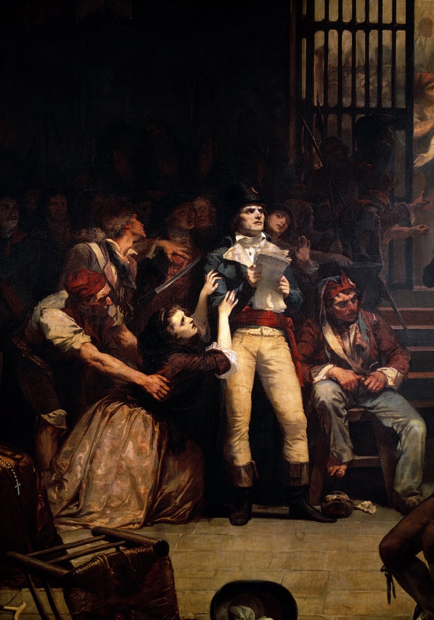 Kutsu terrorismin viimeisille uhreille, 7-9 Thermidor, vuosi 2 (25.-27.7.1794), keskeinen yksityiskohta, 1850 tekijältä Charles Louis Lucien Muller