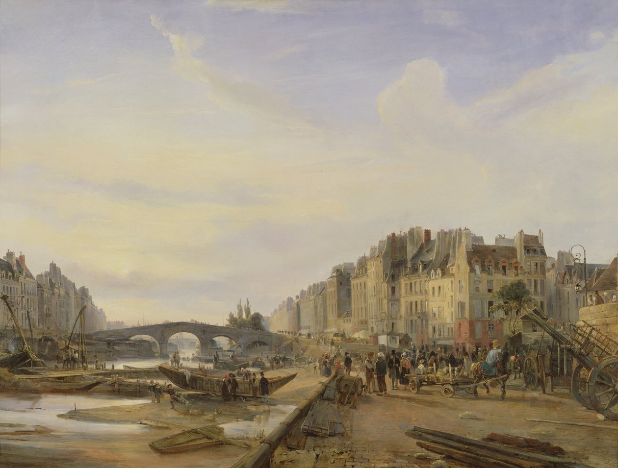 Pont Marie ja Quai Saint-Paul tekijältä Charles Louis Mozin