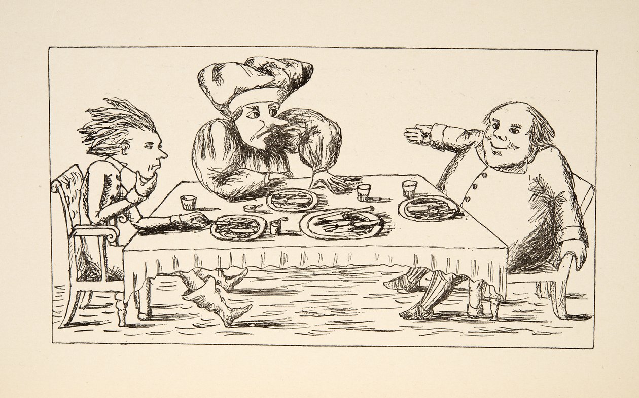 Isä William syönyt hanhen, kuvitus Alices Adventures Under Groundista, pub. 1886 (faksimile) tekijältä Charles Lutwidge Dodgson