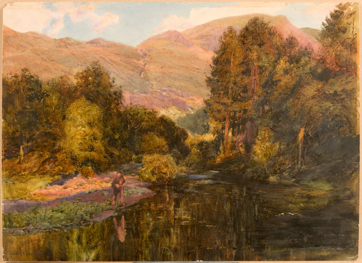 Evening Glow - Cumberland (bodycolour, lyijykynä ja wc paperille) tekijältä Charles Richardson