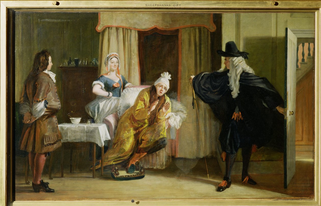 Kohtaus Molieren (1622-73) Le Malade Imaginaire -elokuvasta tekijältä Charles Robert Leslie
