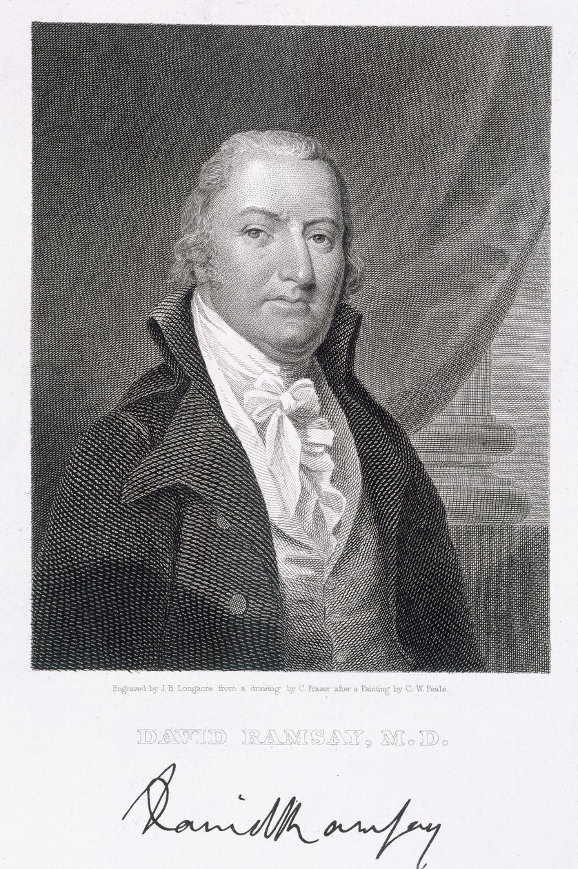 David Ramsay, kaiverrettu James Barton Longacre (1794-1869) Charles Fraserin (1782-1860) alkuperäisen piirustuksen jälkeen tekijältä Charles Willson Peale