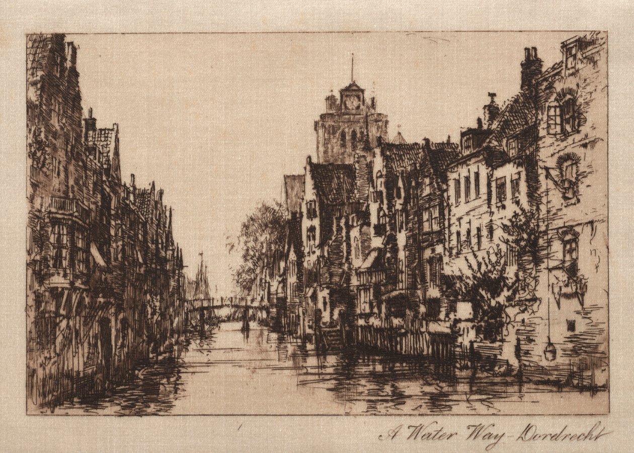 A Waterway, Dordrecht, 1885. tekijältä Charles A. Vanderhoof