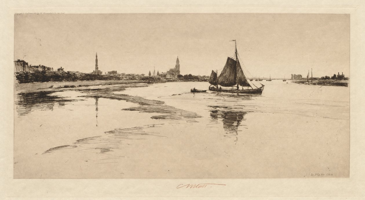 Arnheim Reinin rannalla, 1888. tekijältä Charles Adams Platt