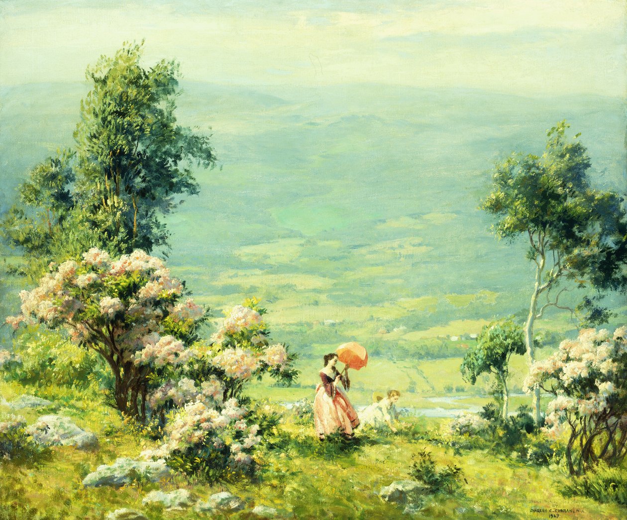 Vaaleanpunainen päivänvarjo tekijältä Charles Courtney Curran