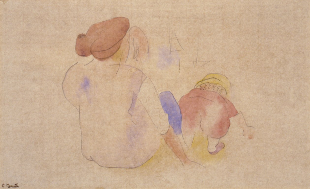 (Nainen ja lapsi punaisessa puvussa) tekijältä Charles Demuth