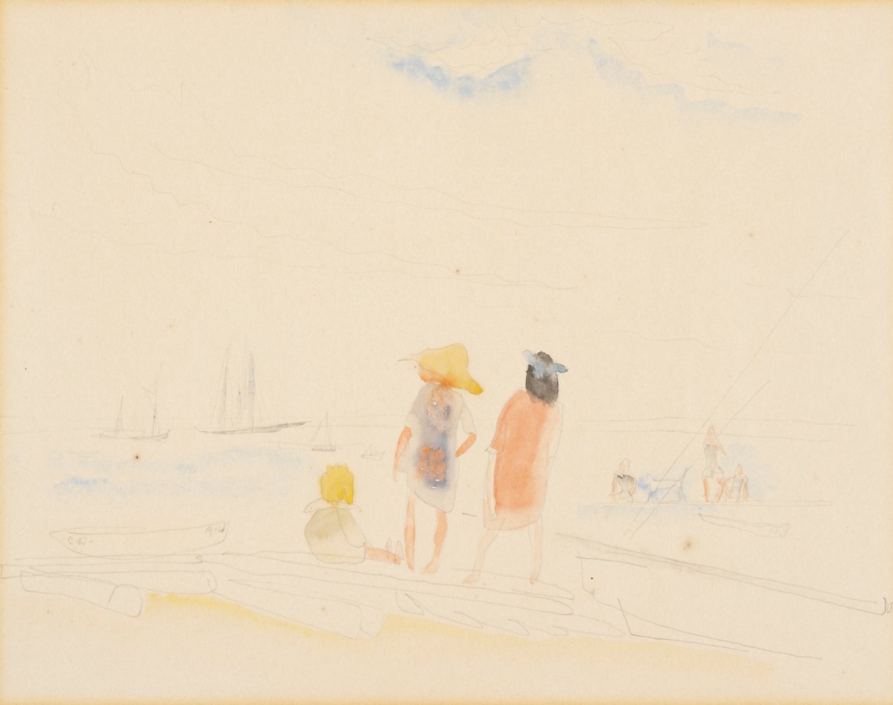 Kaksi naista ja lapsi rannalla tekijältä Charles Demuth