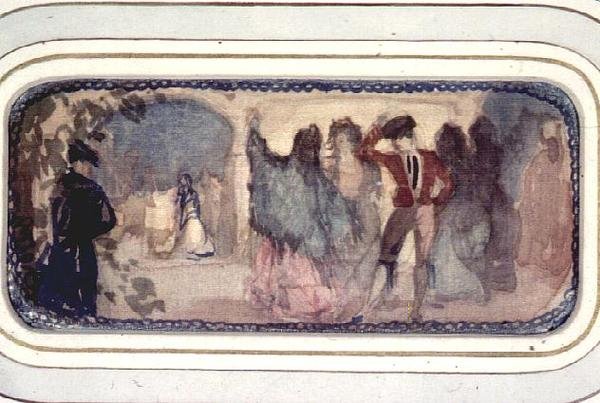 Espanjalainen kohtaus: Figuureja ja rakennuksia tekijältä Charles Edward Conder