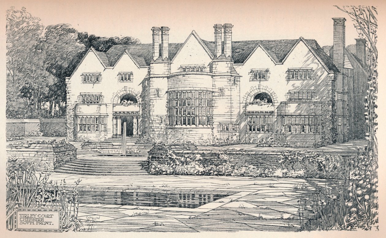 "Tirley Court, Cheshire: South Front", 1906 tekijältä Charles Edward Mallows
