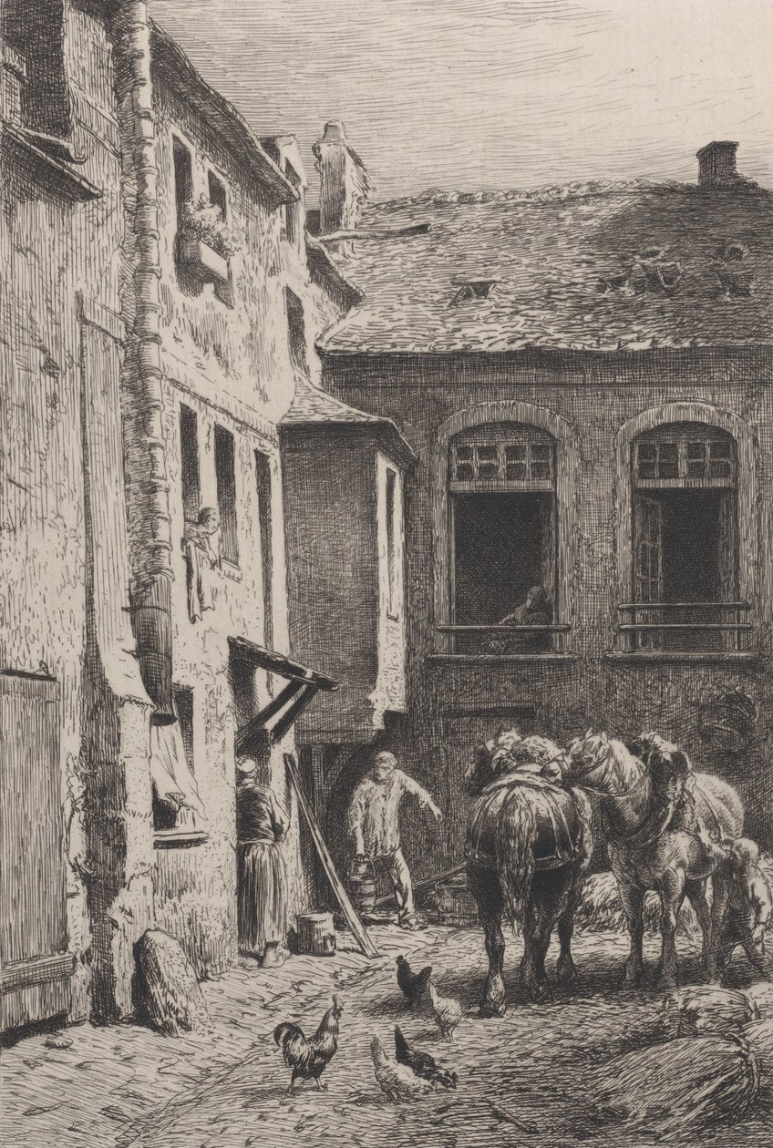 Pariisin sisäpiha vuonna 1865. tekijältä Charles Emile Jacque