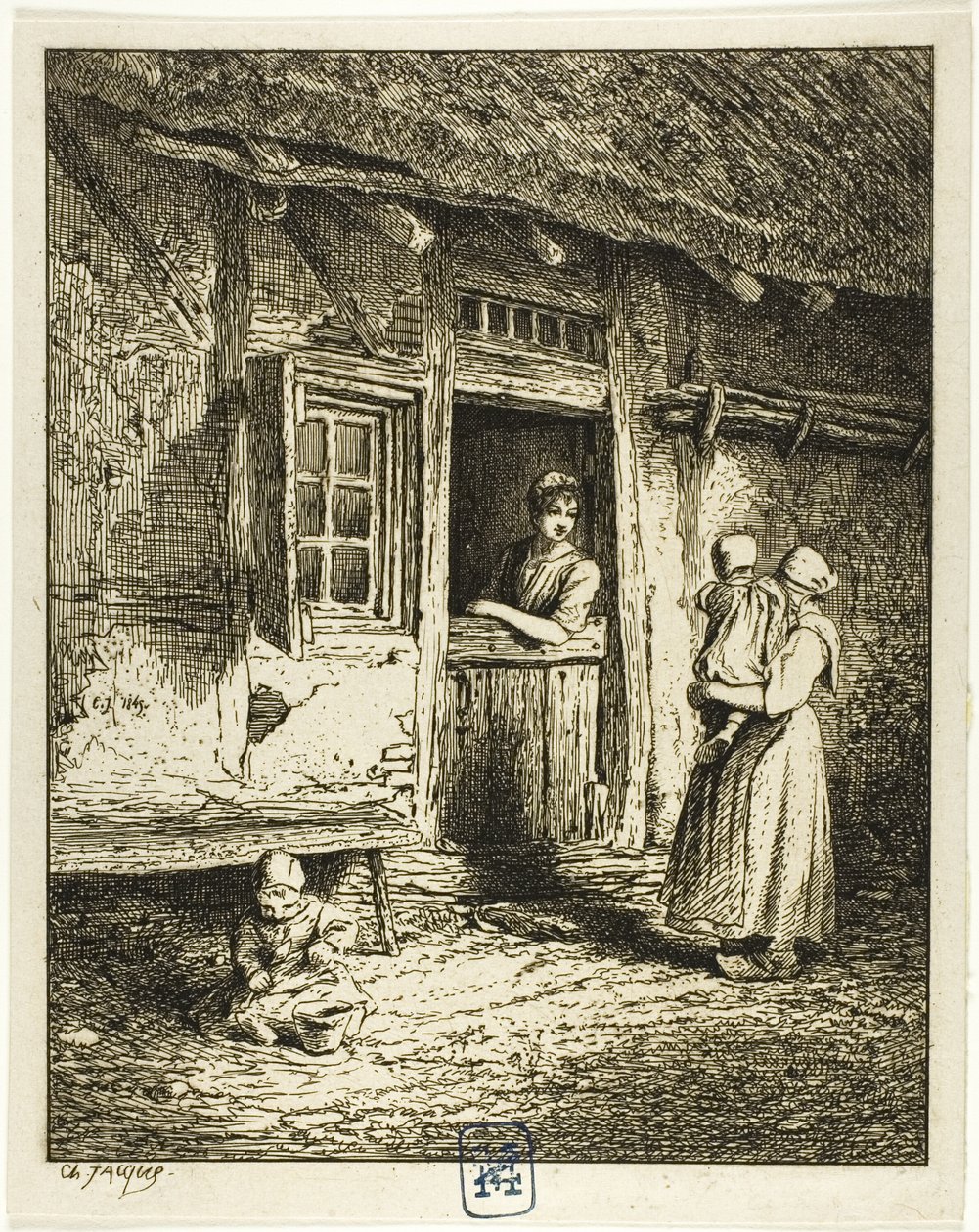 Sisäänkäynti talonpojan taloon tekijältä Charles Emile Jacque