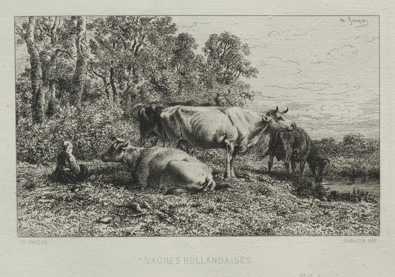 Hollannin lehmät. tekijältä Charles Emile Jacque