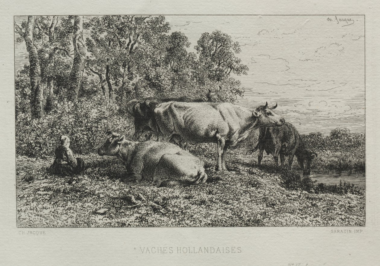 Hollannin lehmät tekijältä Charles Emile Jacque