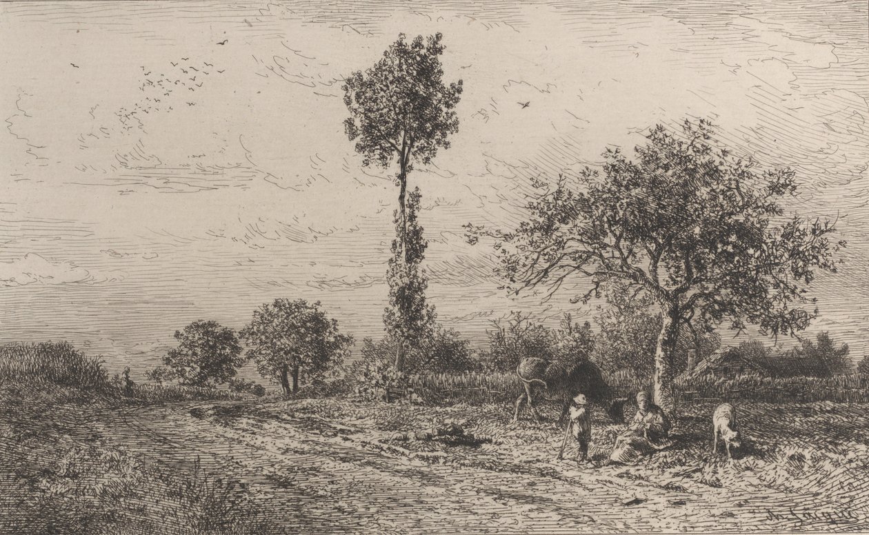 Maisema, 1864. tekijältä Charles Emile Jacque