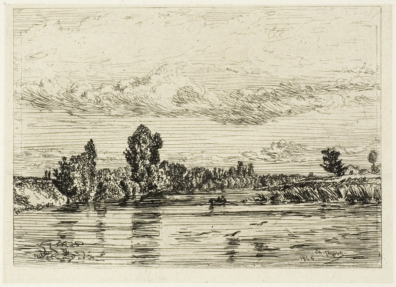 Maisema lähellä Asnièresiä tekijältä Charles Emile Jacque
