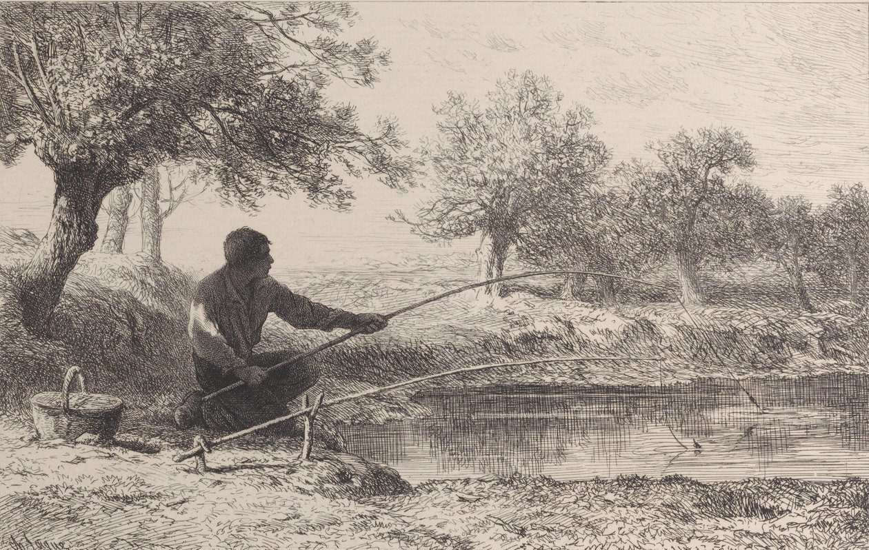 Syttikalastus, 1864. tekijältä Charles Emile Jacque