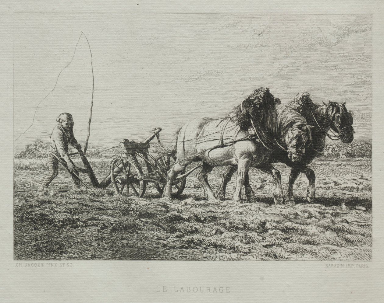 Kyntö. tekijältä Charles Emile Jacque