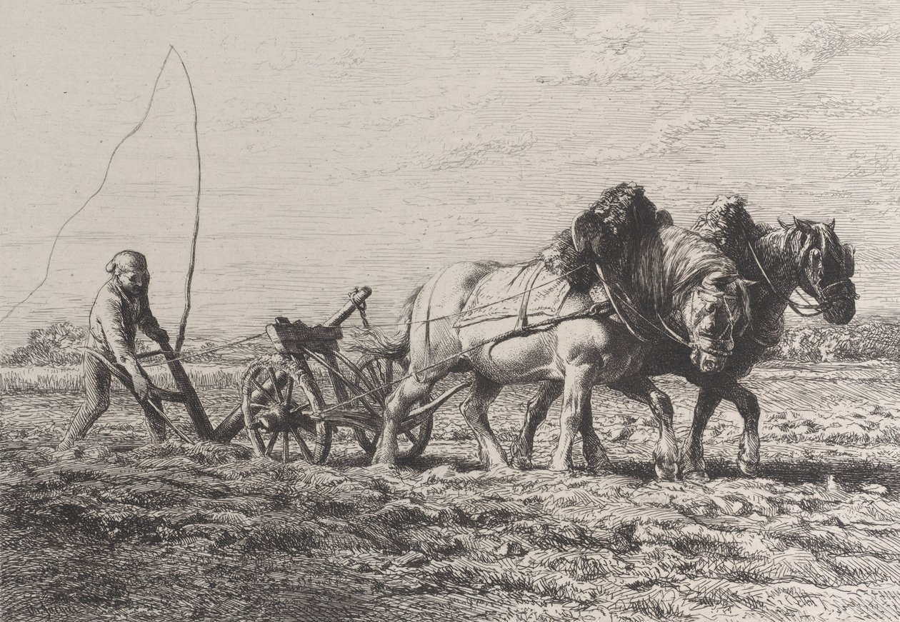 Kyntö, 1864. tekijältä Charles Emile Jacque