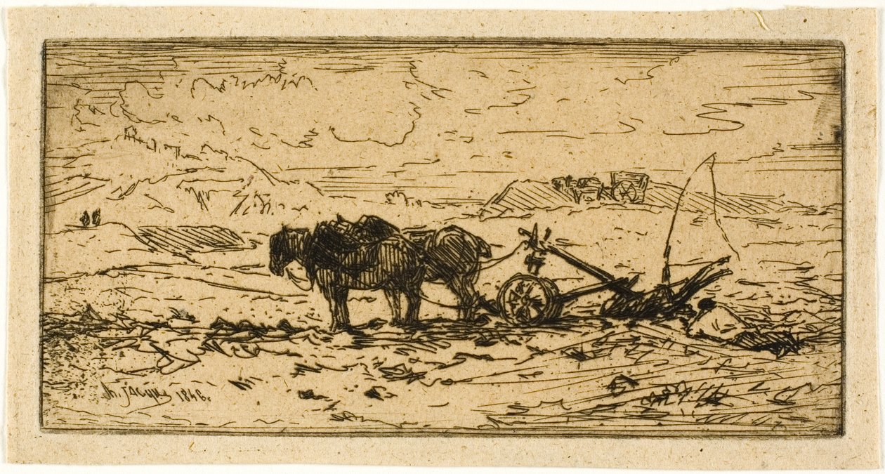 Plowman ja hänen tiiminsä lepäämässä tekijältä Charles Emile Jacque