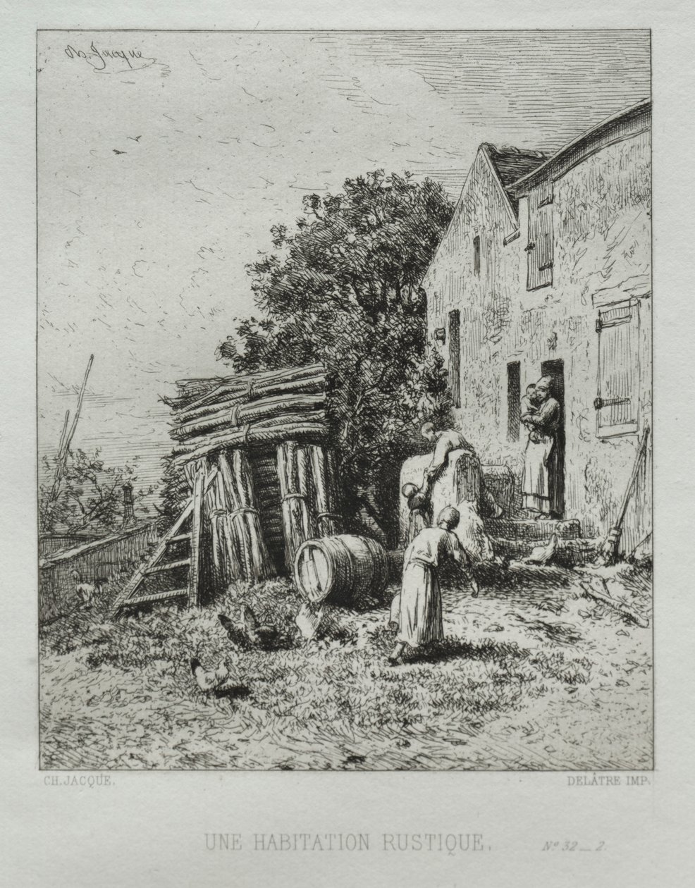 Maalaismainen talo. tekijältä Charles Emile Jacque