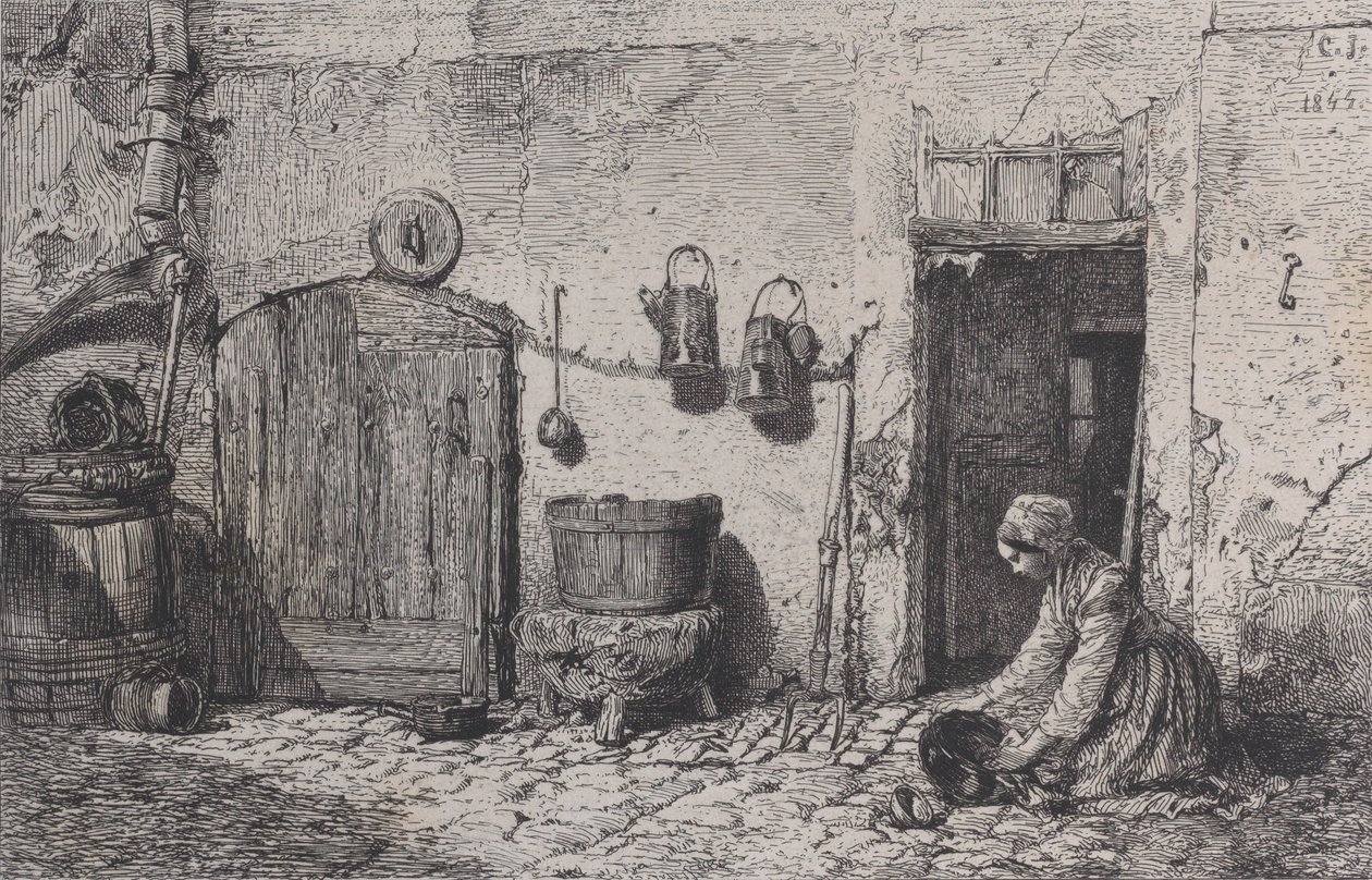 Hankaava nainen, 1844. tekijältä Charles Emile Jacque