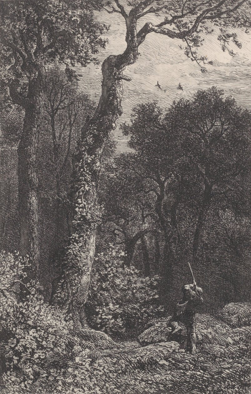Metsäkurkun ampuminen, 1864. tekijältä Charles Emile Jacque