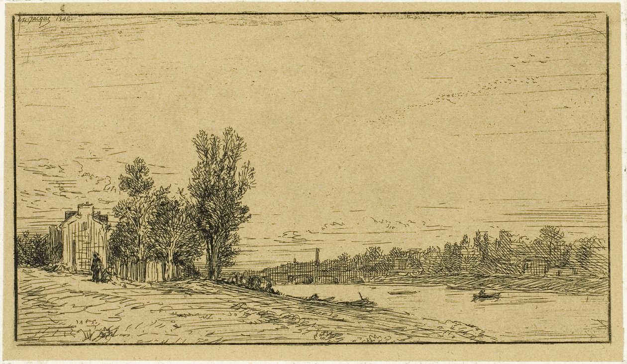 Joen rannat tekijältä Charles Emile Jacque