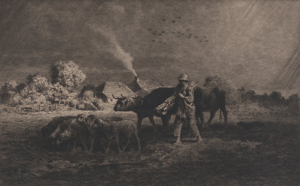 Myrsky, 1865. tekijältä Charles Emile Jacque