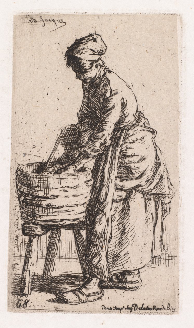 Pesukone, 1850. tekijältä Charles Emile Jacque