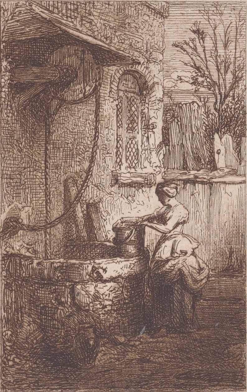 Nainen kaivossa, 1842. tekijältä Charles Emile Jacque