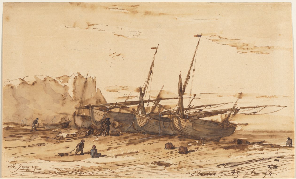 Étretat, 1854. tekijältä Charles Emile Jacque