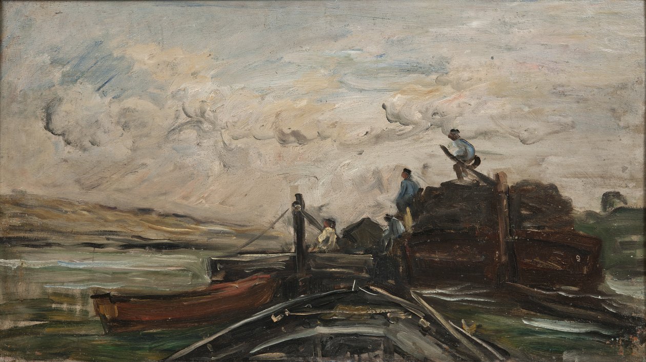 Proomut joella, noin 1865 tekijältä Charles Francois Daubigny