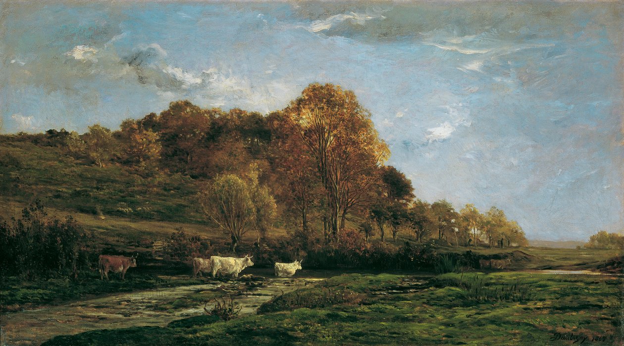 Syksyinen niittymaisema tekijältä Charles Francois Daubigny