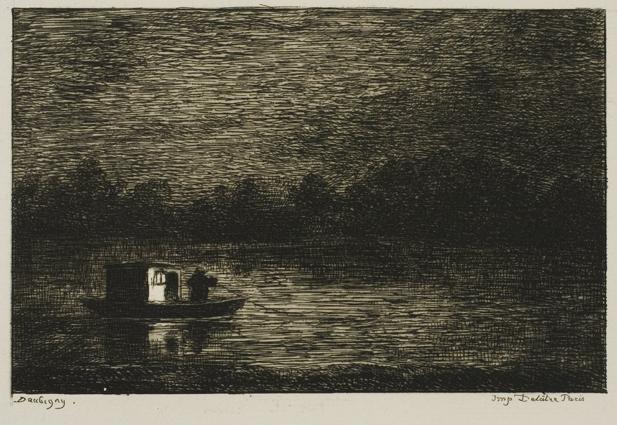 Yömatka (kalastusverkko) tekijältä Charles Francois Daubigny