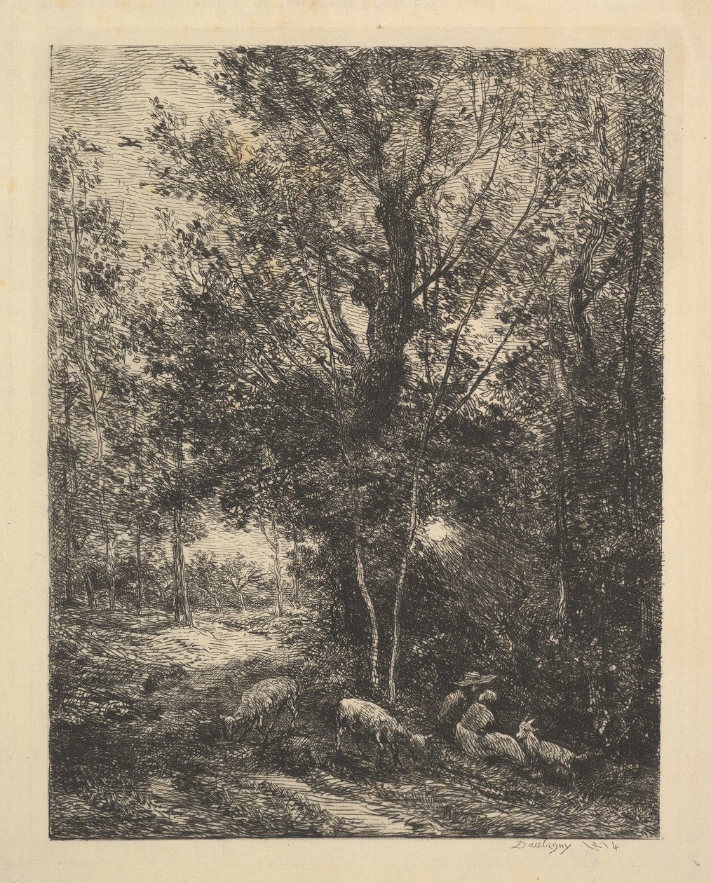 Paimen ja paimentar, 1874. tekijältä Charles Francois Daubigny