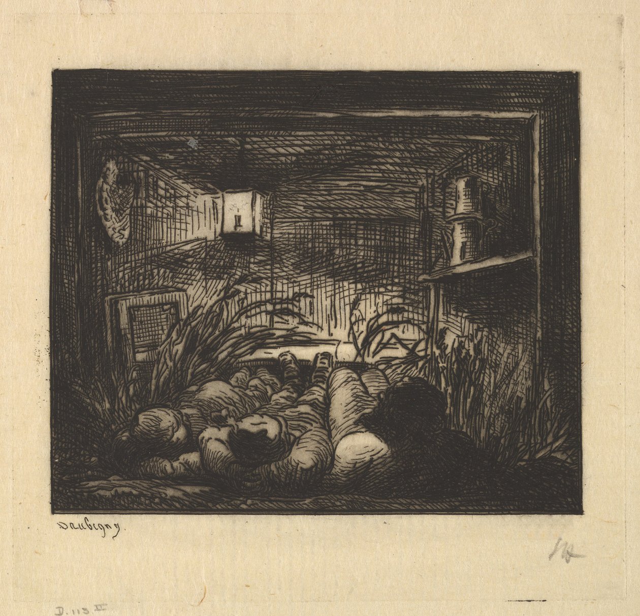 Nukkumassa veneessä, 1861. tekijältä Charles Francois Daubigny