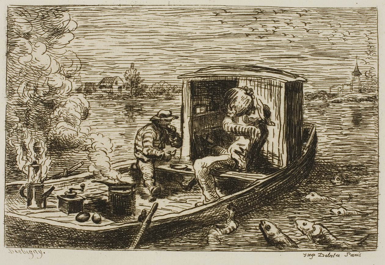 Nieleminen (ateria veneessä) tekijältä Charles Francois Daubigny