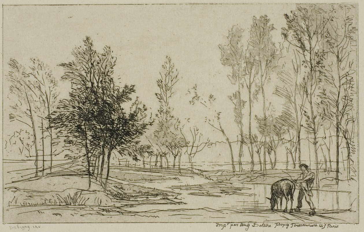 Aasi juomapaikalla tekijältä Charles Francois Daubigny