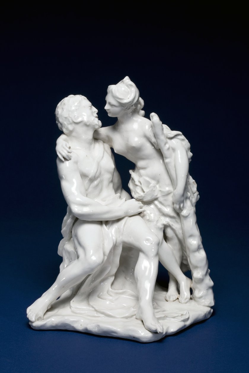 Hercules ja Omphale, n. 1749-1759 (pehmeää posliinia) tekijältä Charles Gouyn