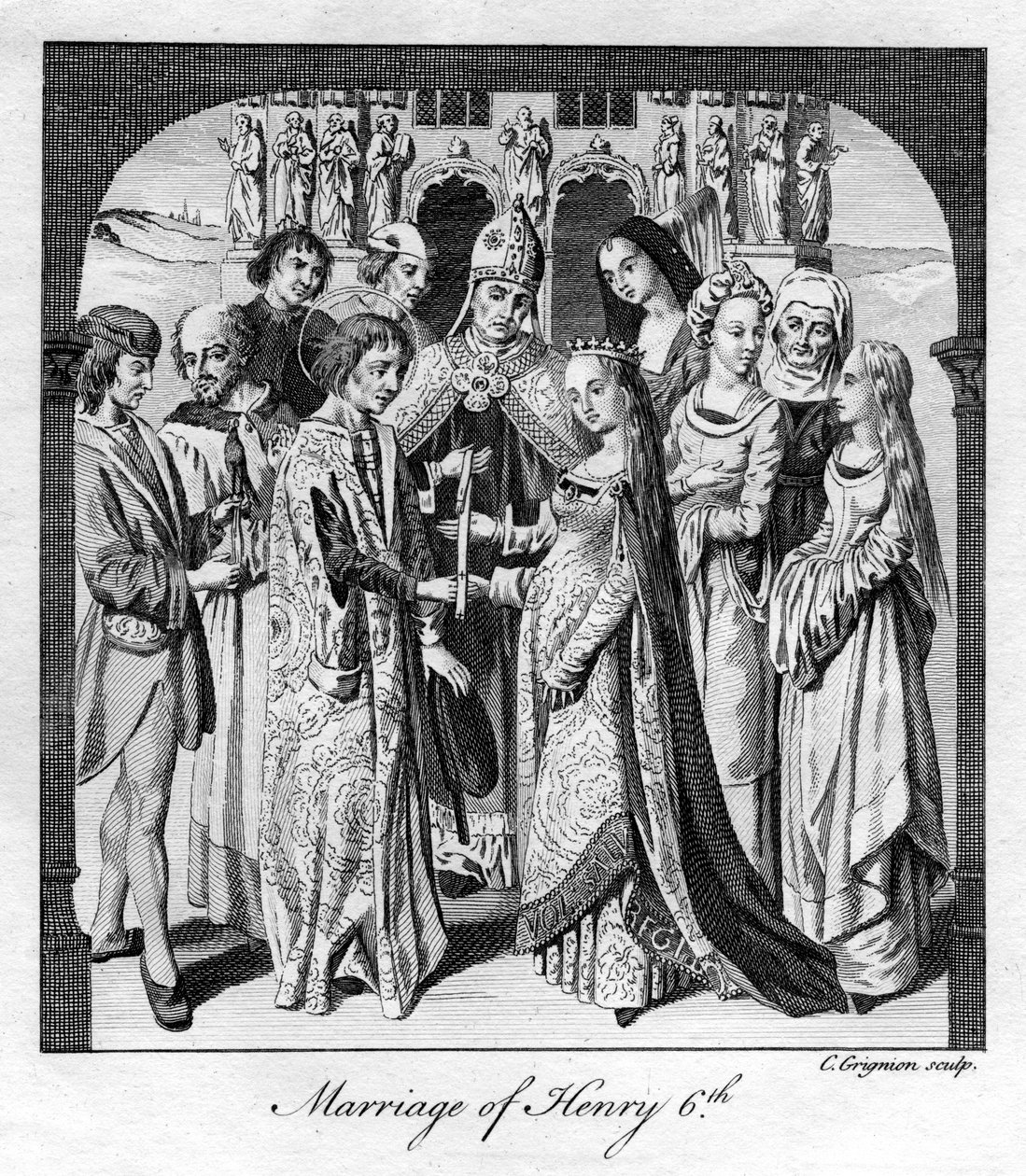 Henrik VI:n avioliitto, 1445, 1700-luku. tekijältä Charles Grignion