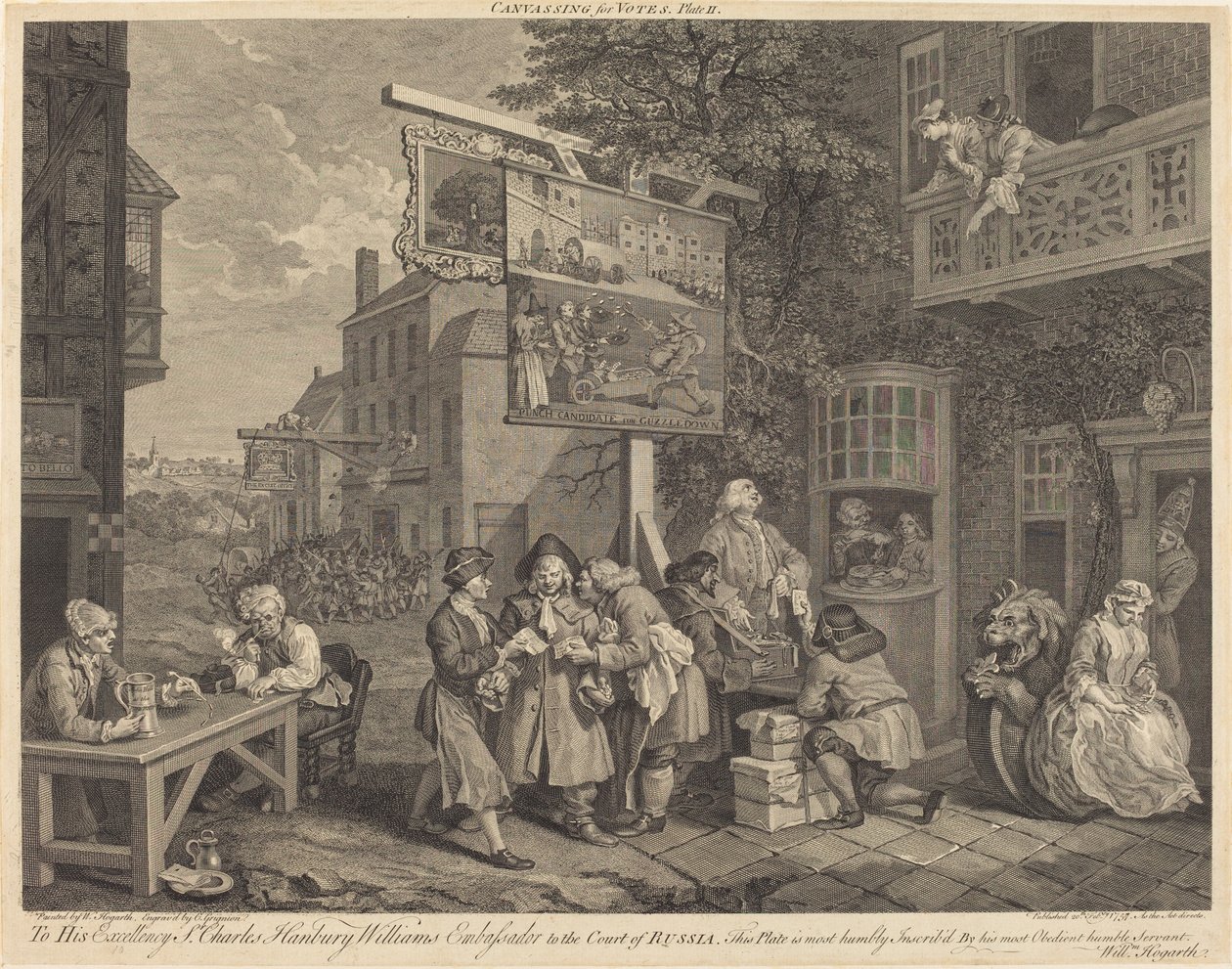 Äänestyskierros tekijältä Charles Grignion after William Hogarth